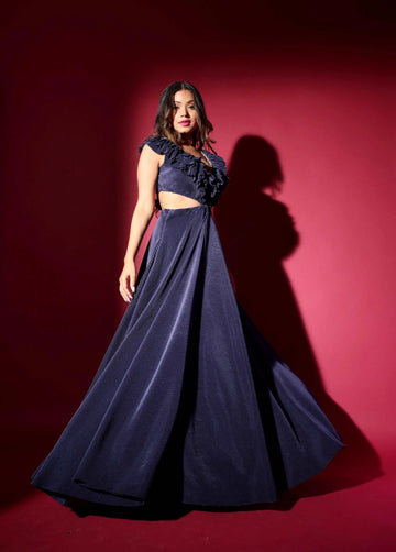 Pleated long evening gown Glamfe